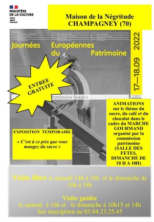 Journées européeennes du patrimoine les 17 et 18 septembre 